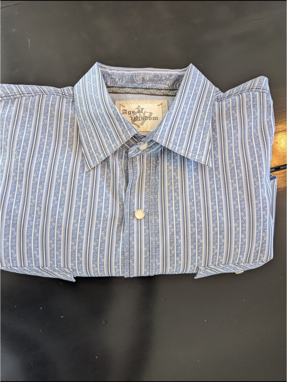 Age Of Wisdom Men's Blue Striped Dress Shirt, XL